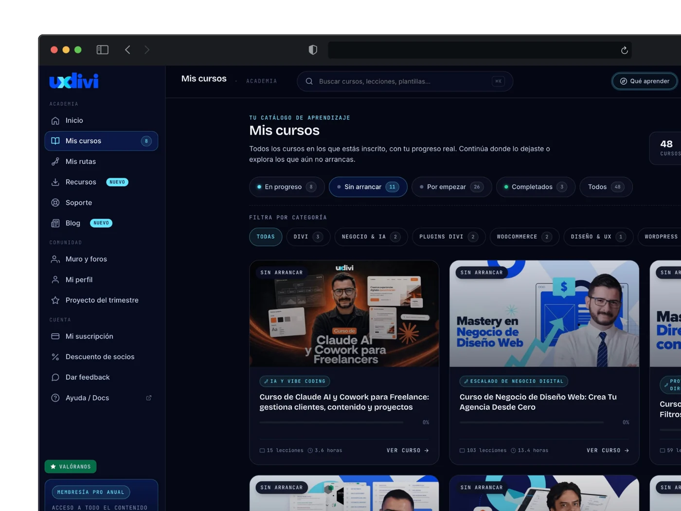 UXDivi — plataforma de cursos